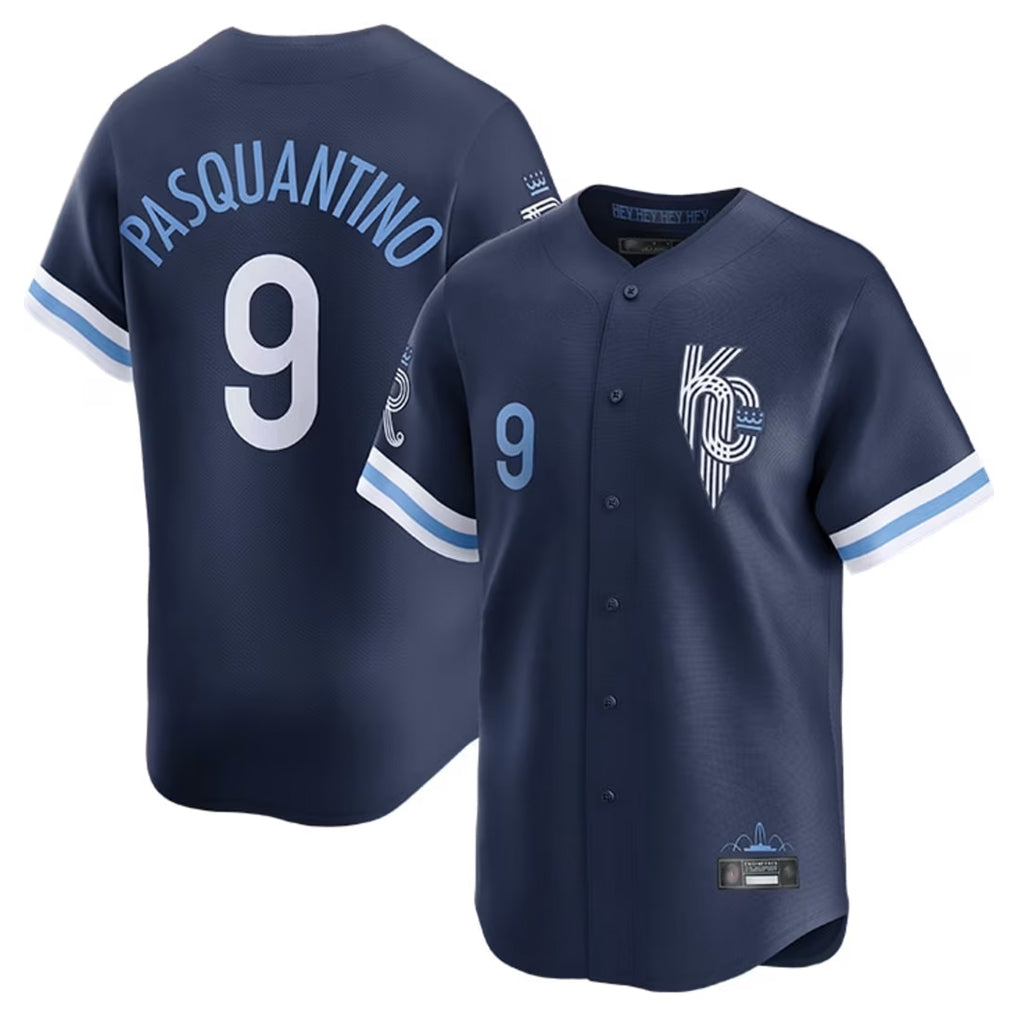 Punc KC.Royals #9 Vinnie Pasquantino Player Navy City Connect Limited Home Stitched Jerseys