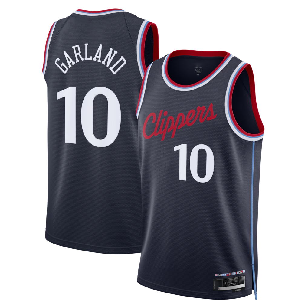 Punc LA.Clippers #10 Darius Garland Navy Swingman Stitched Jerseys- Icon Edition