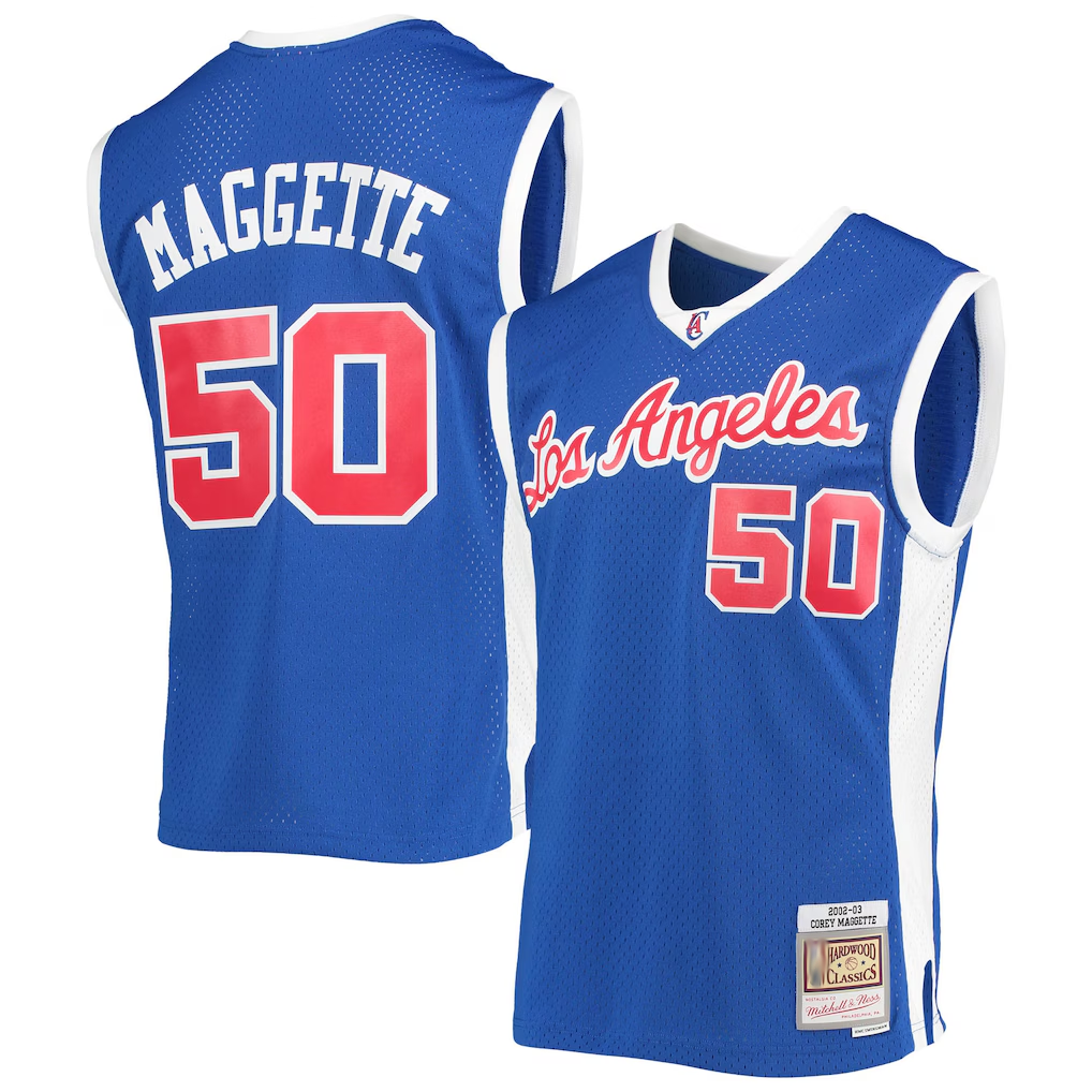 Punc LA.Clippers #50 Corey Maggette Mitchell & Ness Royal 2002-2003 Hardwood Classics Swingman Stitched Jerseys