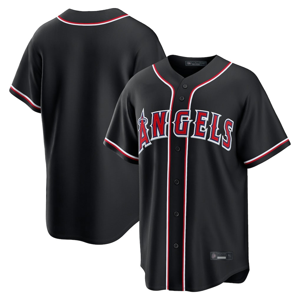 Punc LA.Angels Black Fashion Out Home Game Blank Player Stitched Jerseys
