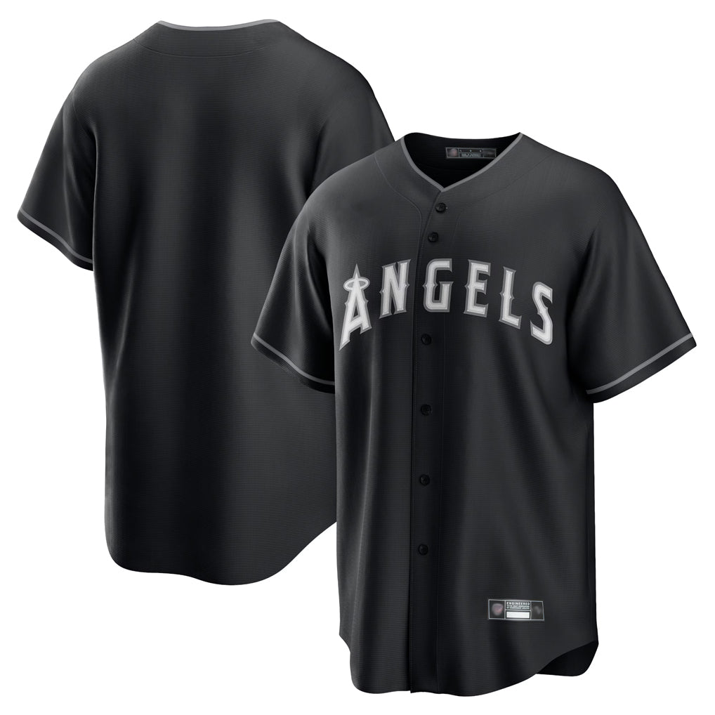Punc LA.Angels Black Lights Out Fashion T-shirt Blank Player Stitched Jerseys