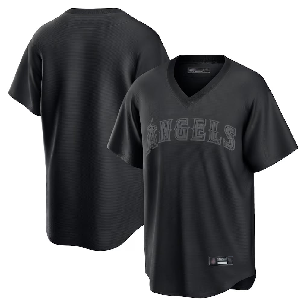 Punc LA.Angels Black Pitch Fashion Blank Player T-shirt Stitched Jerseys