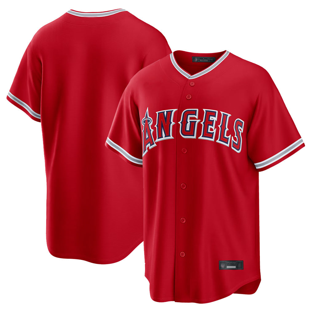 Punc LA.Angels Red Home Game Blank Player Stitched Jerseys