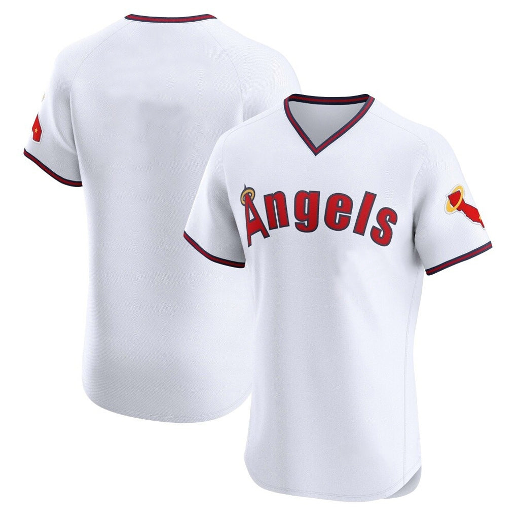 Punc LA.Angels White T-shirt Home Limited Elite Blank Player Stitched Jerseys