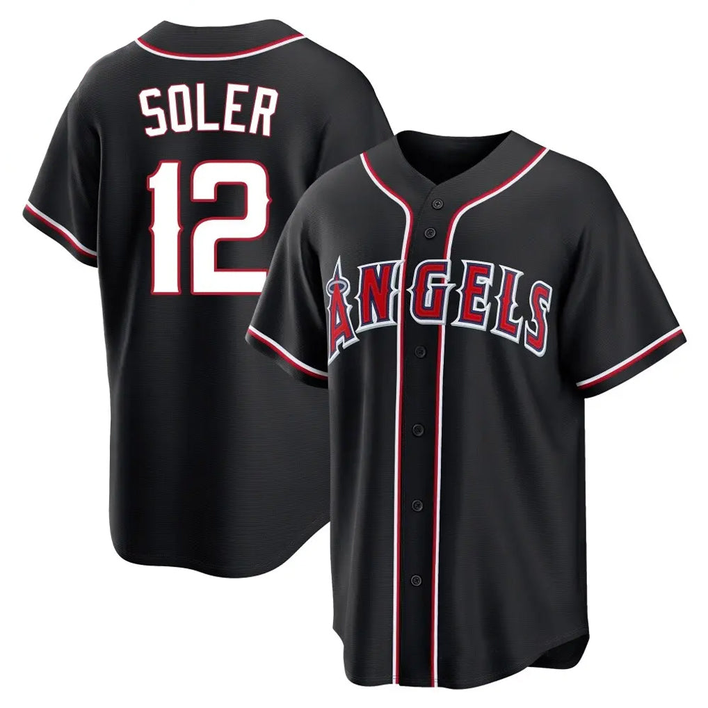 Punc LA.Angels #12 Jorge Soler Player Black Fashion Out Home Game Stitched Jerseys