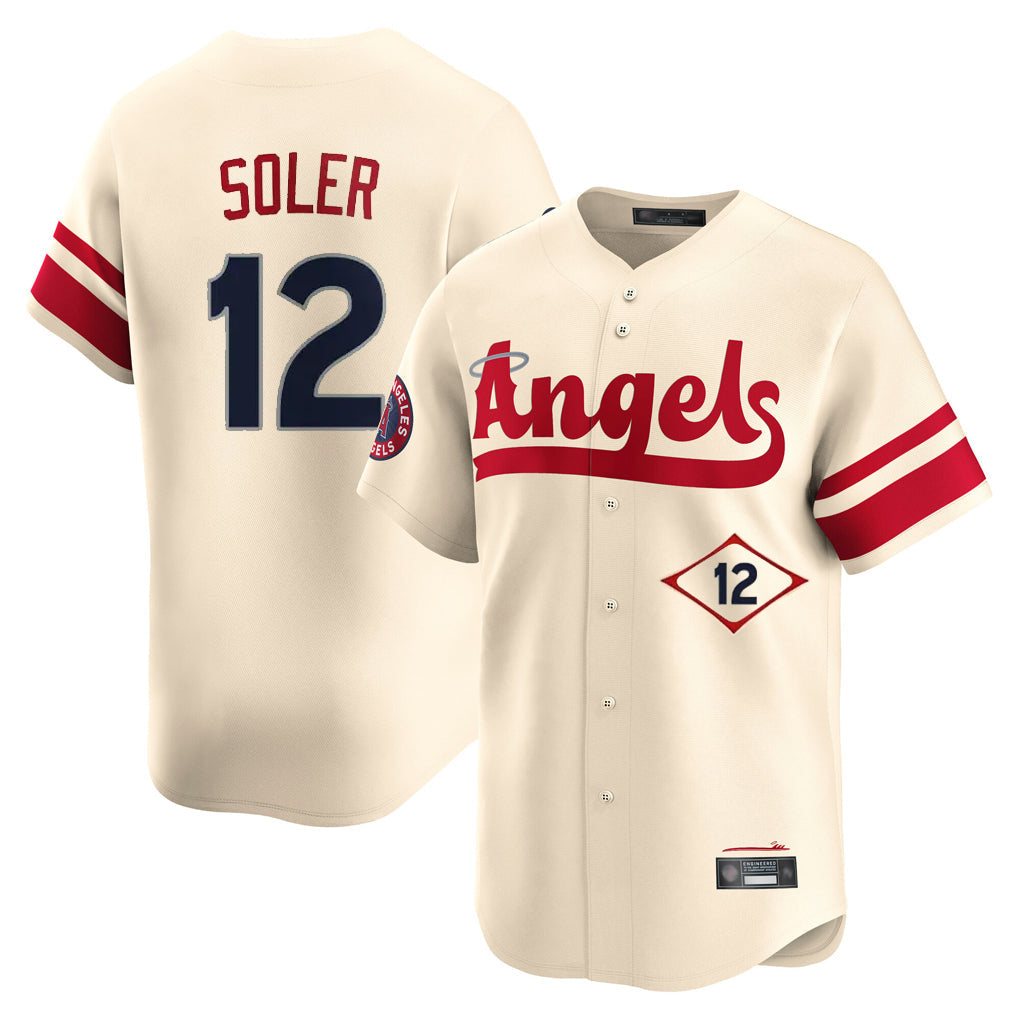 Punc LA.Angels #12 Jorge Soler Player Cream City Connect Limited Home Stitched Jerseys