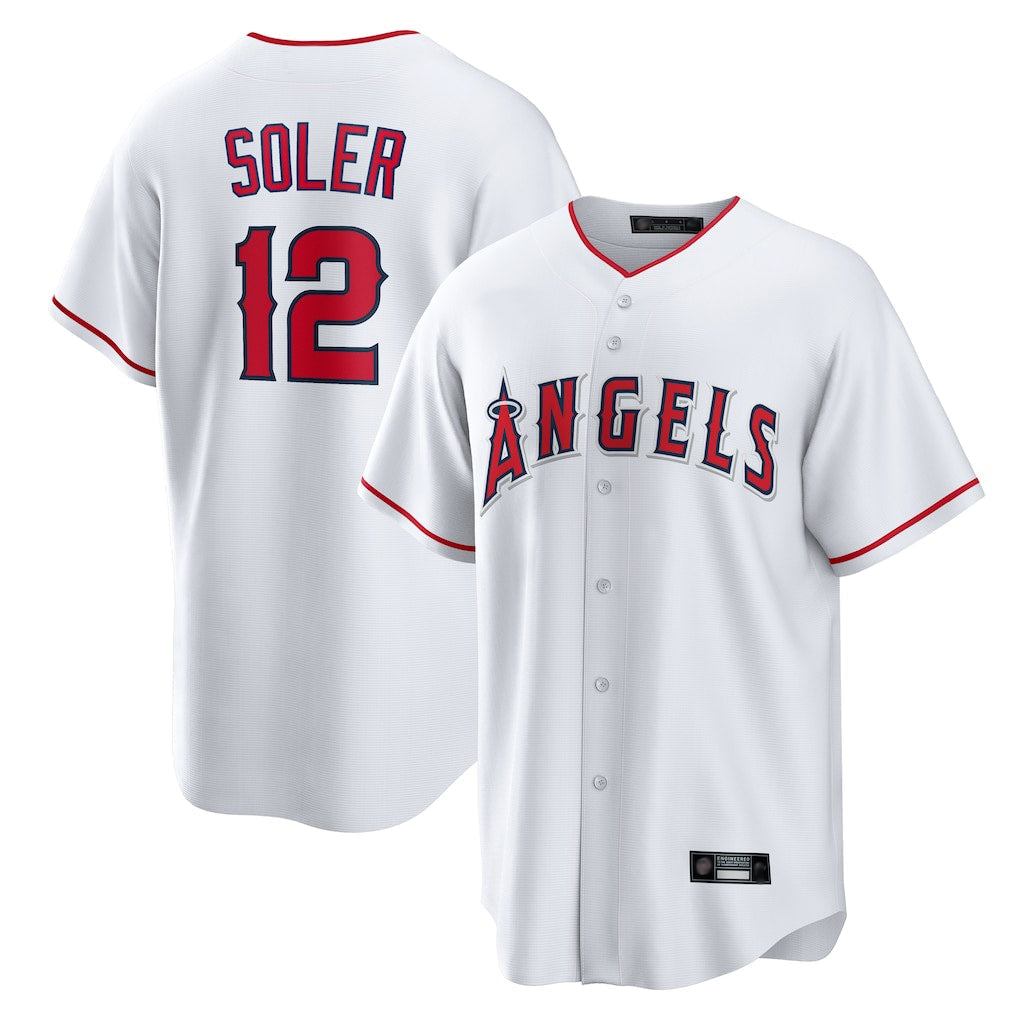 Punc LA.Angels #12 Jorge Soler Player White Home Game Stitched Jerseys