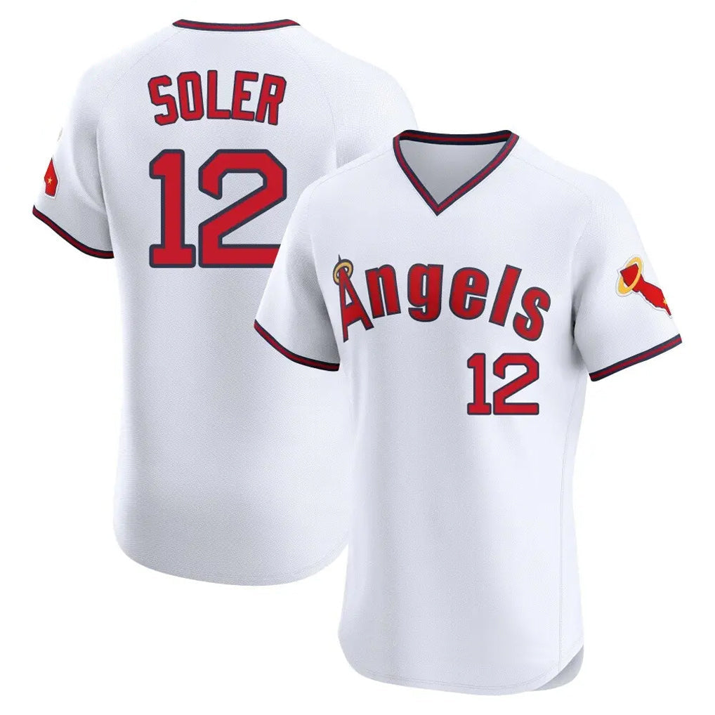 Punc LA.Angels #12 Jorge Soler Player White T-shirt Home Limited Elite Stitched Jerseys
