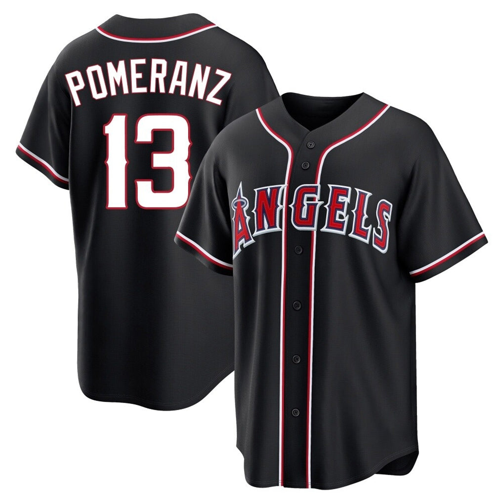 Punc LA.Angels #13 Drew Pomeranz Player Black Fashion Out Home Game Stitched Jerseys