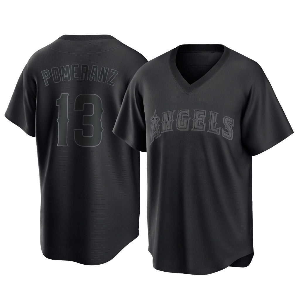 Punc LA.Angels #13 Drew Pomeranz Player Black Pitch Fashion T-shirt Stitched Jerseys