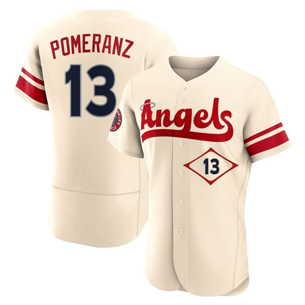 Punc LA.Angels #13 Drew Pomeranz Player Cream City Connect Limited ELite Home Stitched Jerseys