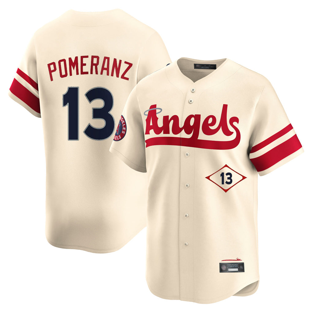 Punc LA.Angels #13 Drew Pomeranz Player Cream City Connect Limited Home Stitched Jerseys