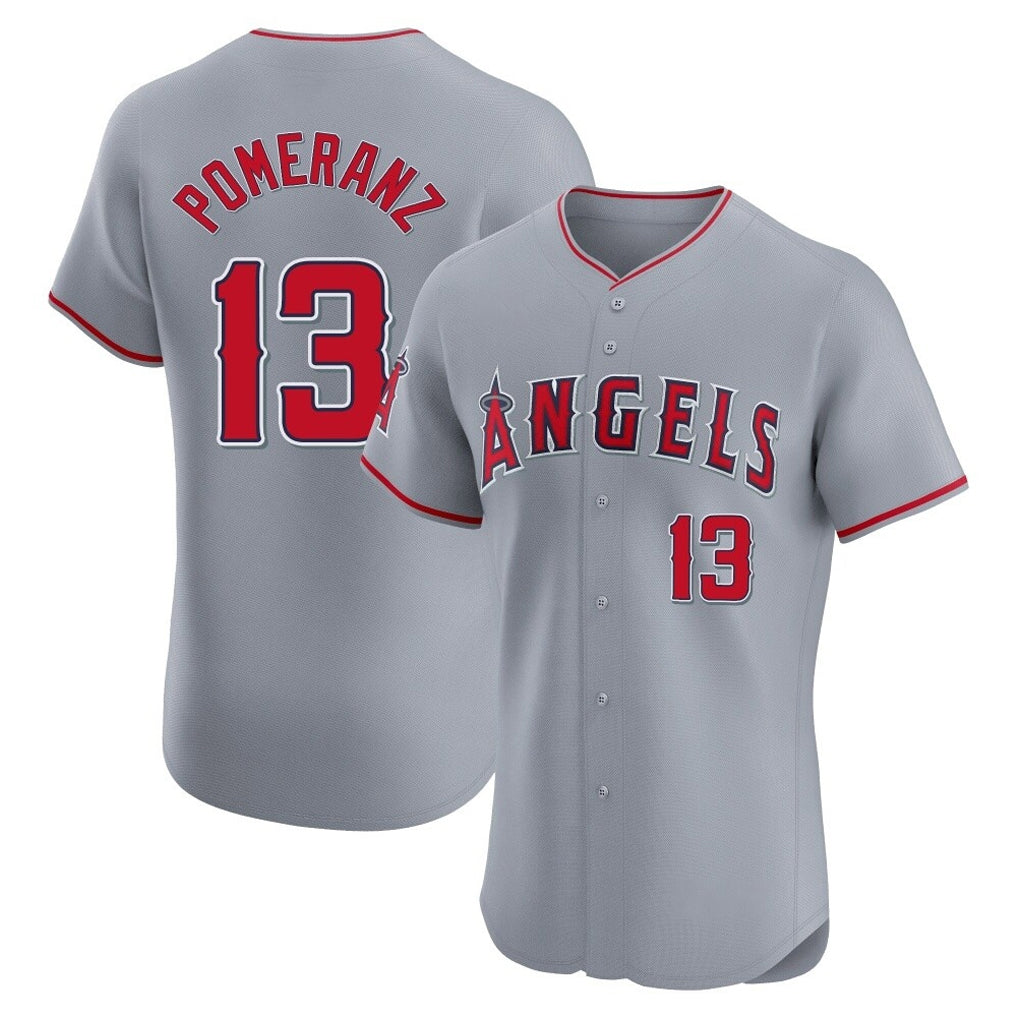 Punc LA.Angels #13 Drew Pomeranz Player Gray Home Limited Elite Stitched Jerseys