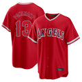 Punc LA.Angels #13 Drew Pomeranz Player Red Home Game Stitched Jerseys