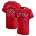 Punc LA.Angels #13 Drew Pomeranz Player Red Home Limited Elite Stitched Jerseys