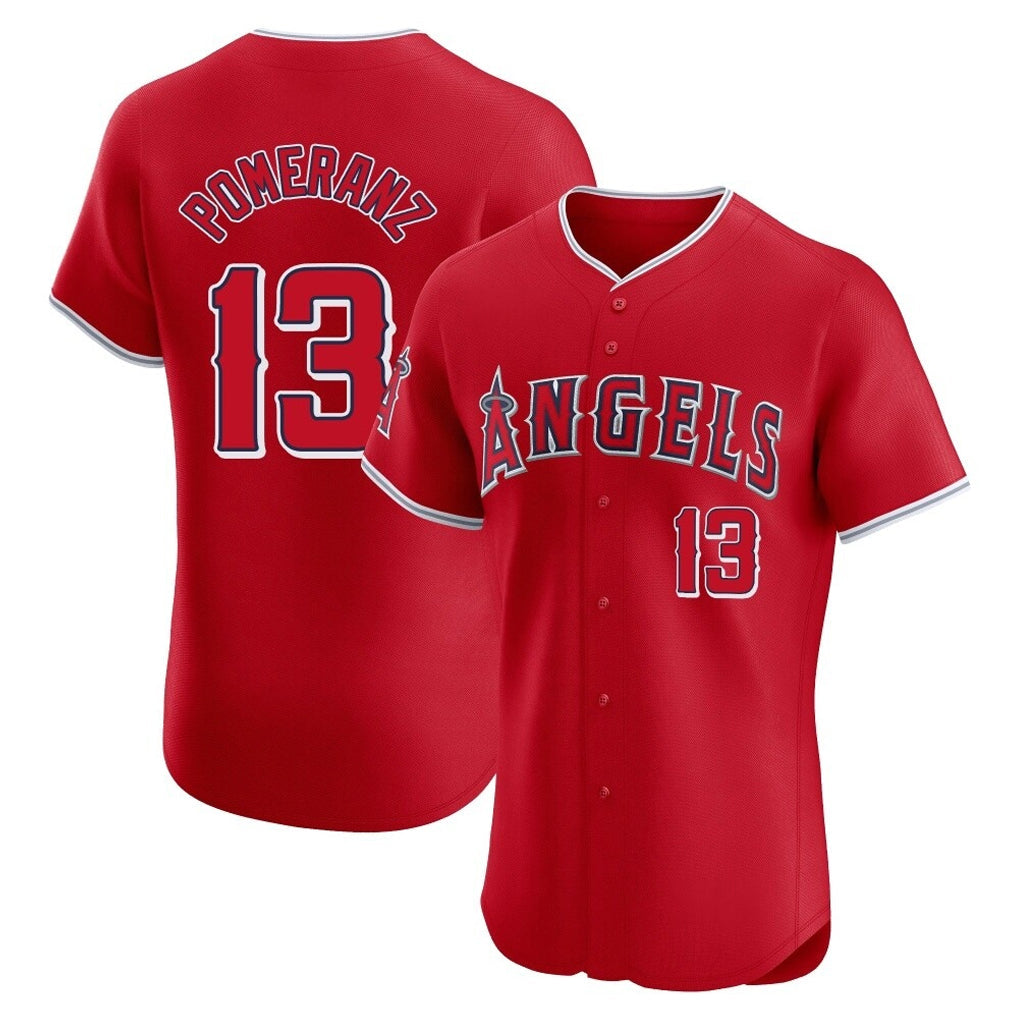 Punc LA.Angels #13 Drew Pomeranz Player Red Home Limited Elite Stitched Jerseys