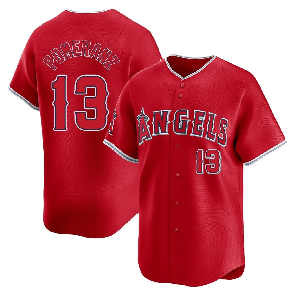 Punc LA.Angels #13 Drew Pomeranz Player Red Home Limited Stitched Jerseys