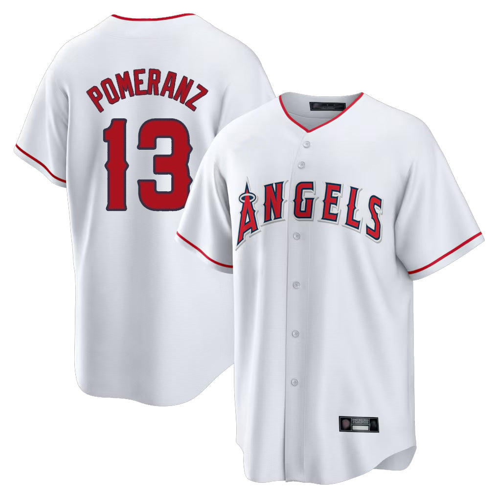 Punc LA.Angels #13 Drew Pomeranz Player White Home Game Stitched Jerseys