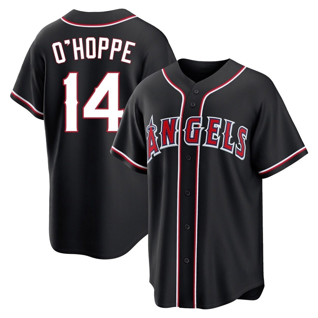 Punc LA.Angels #14 Logan O'Hoppe Player Black Fashion Out Home Game Stitched Jerseys