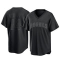 Punc LA.Angels #14 Logan O'Hoppe Player Black Pitch Fashion T-shirt Stitched Jerseys