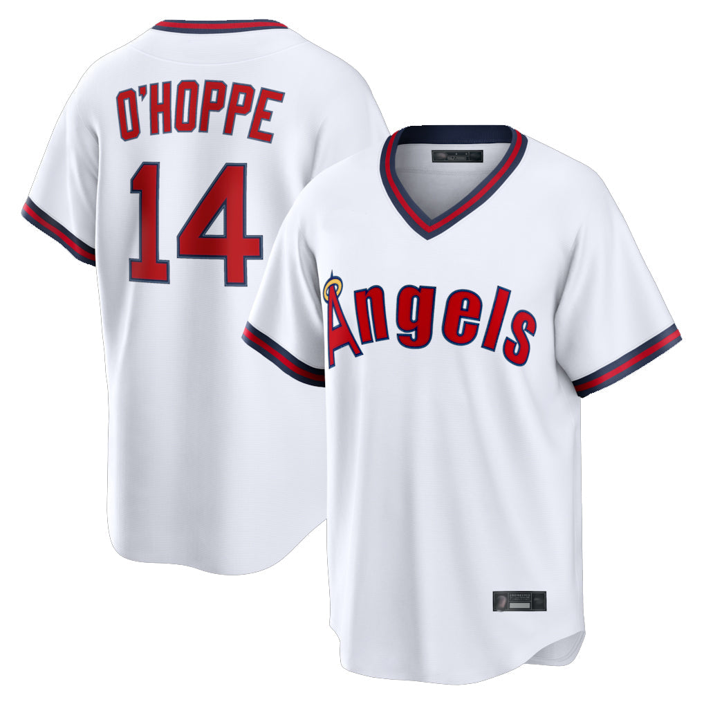 Punc LA.Angels #14 Logan O'Hoppe Player White T-shirt Home Game Stitched Jerseys