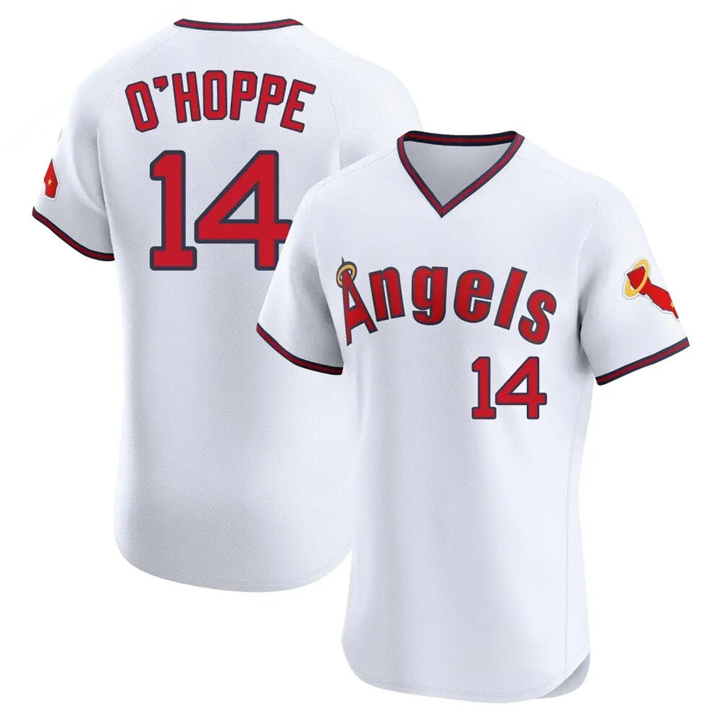 Punc LA.Angels #14 Logan O'Hoppe Player White T-shirt Home Limited Elite Stitched Jerseys