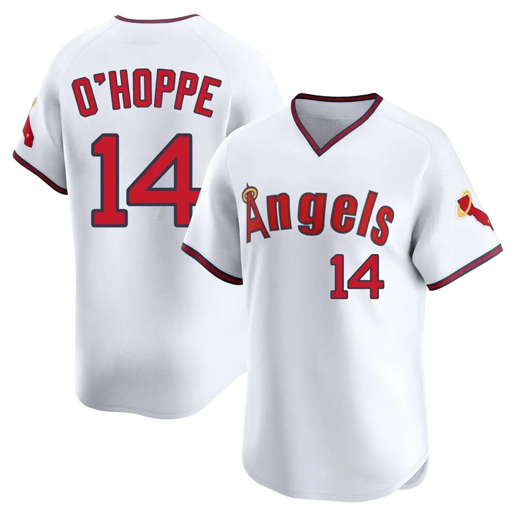 Punc LA.Angels #14 Logan O'Hoppe Player White T-shirt Home Limited Stitched Jerseys