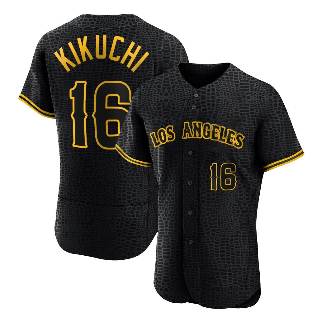 Punc LA.Angels #16 Yusei Kikuchi Player Black Snake Skin City Limited Elite Home Stitched Jerseys