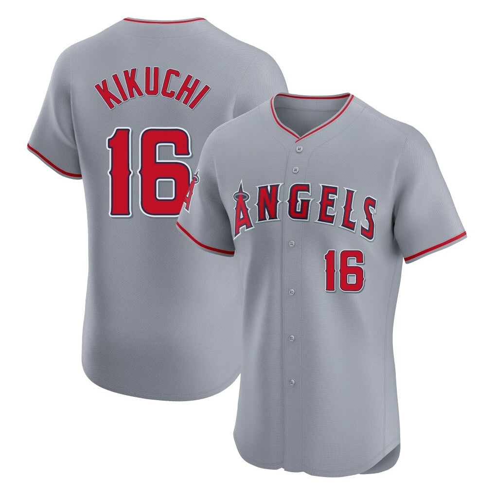 Punc LA.Angels #16 Yusei Kikuchi Player Gray Home Limited Elite Stitched Jerseys