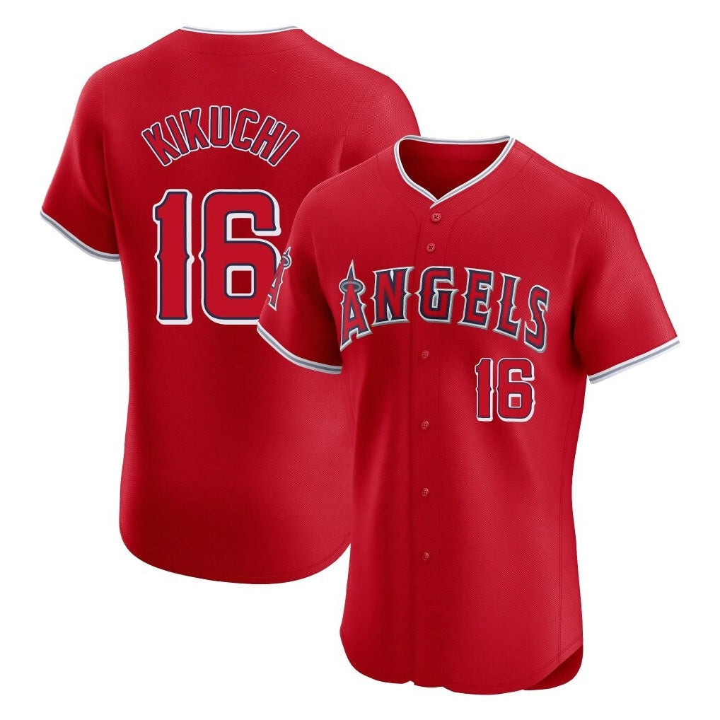 Punc LA.Angels #16 Yusei Kikuchi Player Red Home Limited Elite Stitched Jerseys