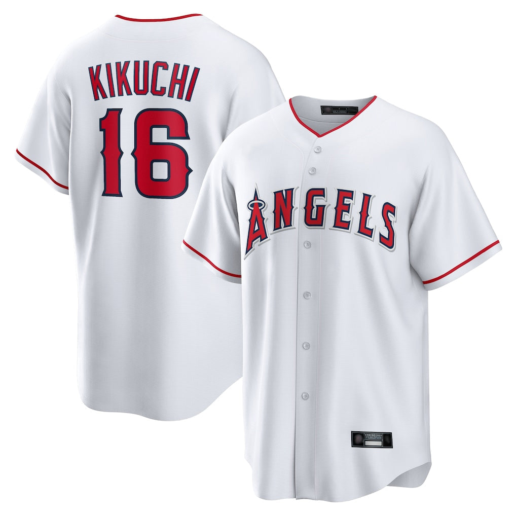 Punc LA.Angels #16 Yusei Kikuchi Player White Home Game Stitched Jerseys