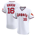 Punc LA.Angels #16 Yusei Kikuchi Player White T-shirt Home Limited Elite Stitched Jerseys