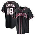 Punc LA.Angels #18 Nolan Schanuel Player Black Fashion Out Home Game Stitched Jerseys