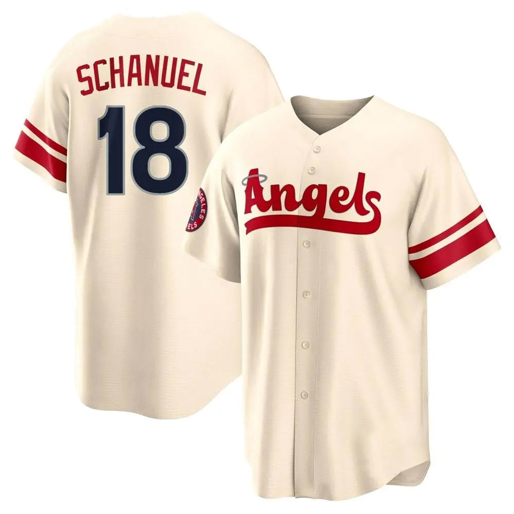 Punc LA.Angels #18 Nolan Schanuel Player Cream City Connect Home Stitched Jerseys