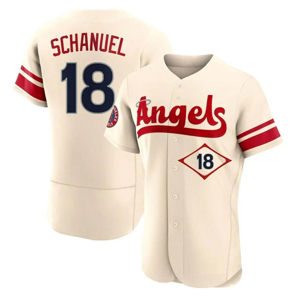 Punc LA.Angels #18 Nolan Schanuel Player Cream City Connect Limited ELite Home Stitched Jerseys