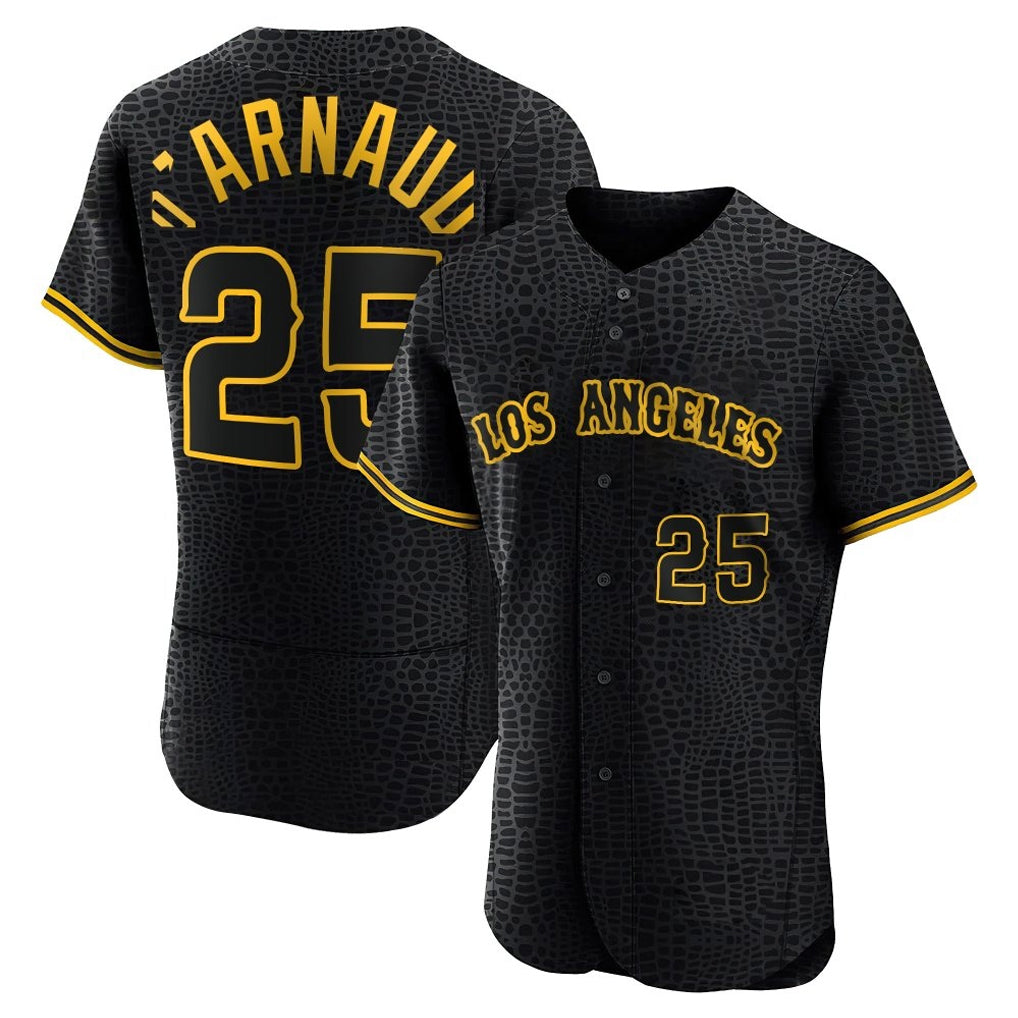 Punc LA.Angels #25 Travis d'Arnaud Player Black Snake Skin City Limited Elite Home Stitched Jerseys