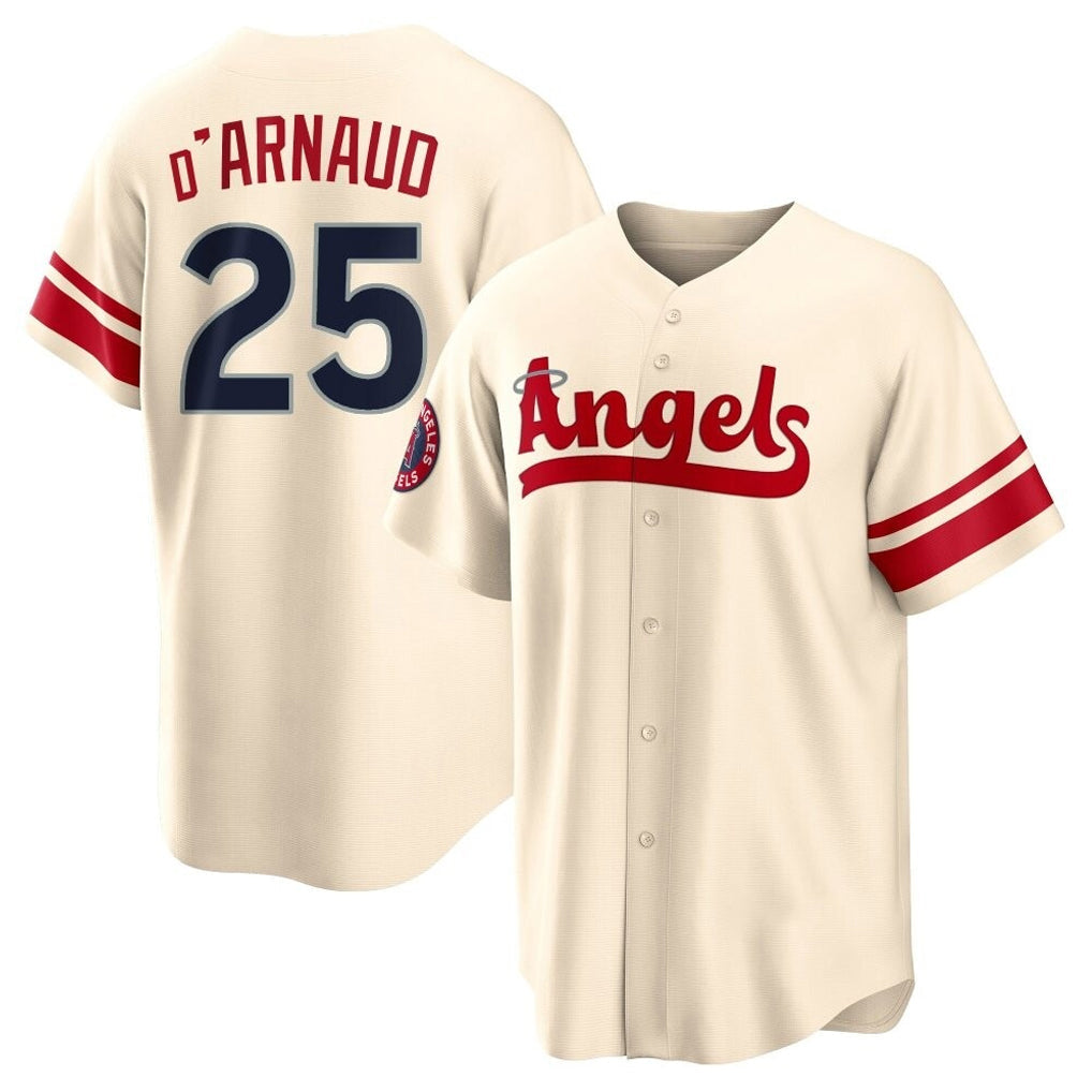 Punc LA.Angels #25 Travis d'Arnaud Player Cream City Connect Home Stitched Jerseys
