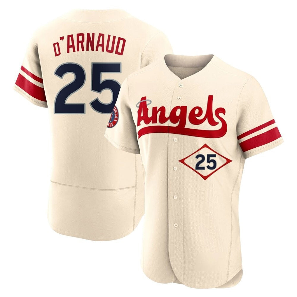Punc LA.Angels #25 Travis d'Arnaud Player Cream City Connect Limited ELite Home Stitched Jerseys
