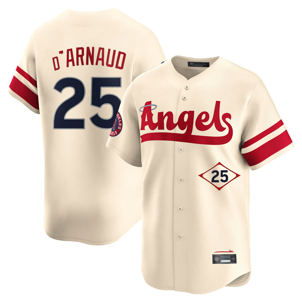 Punc LA.Angels #25 Travis d'Arnaud Player Cream City Connect Limited Home Stitched Jerseys
