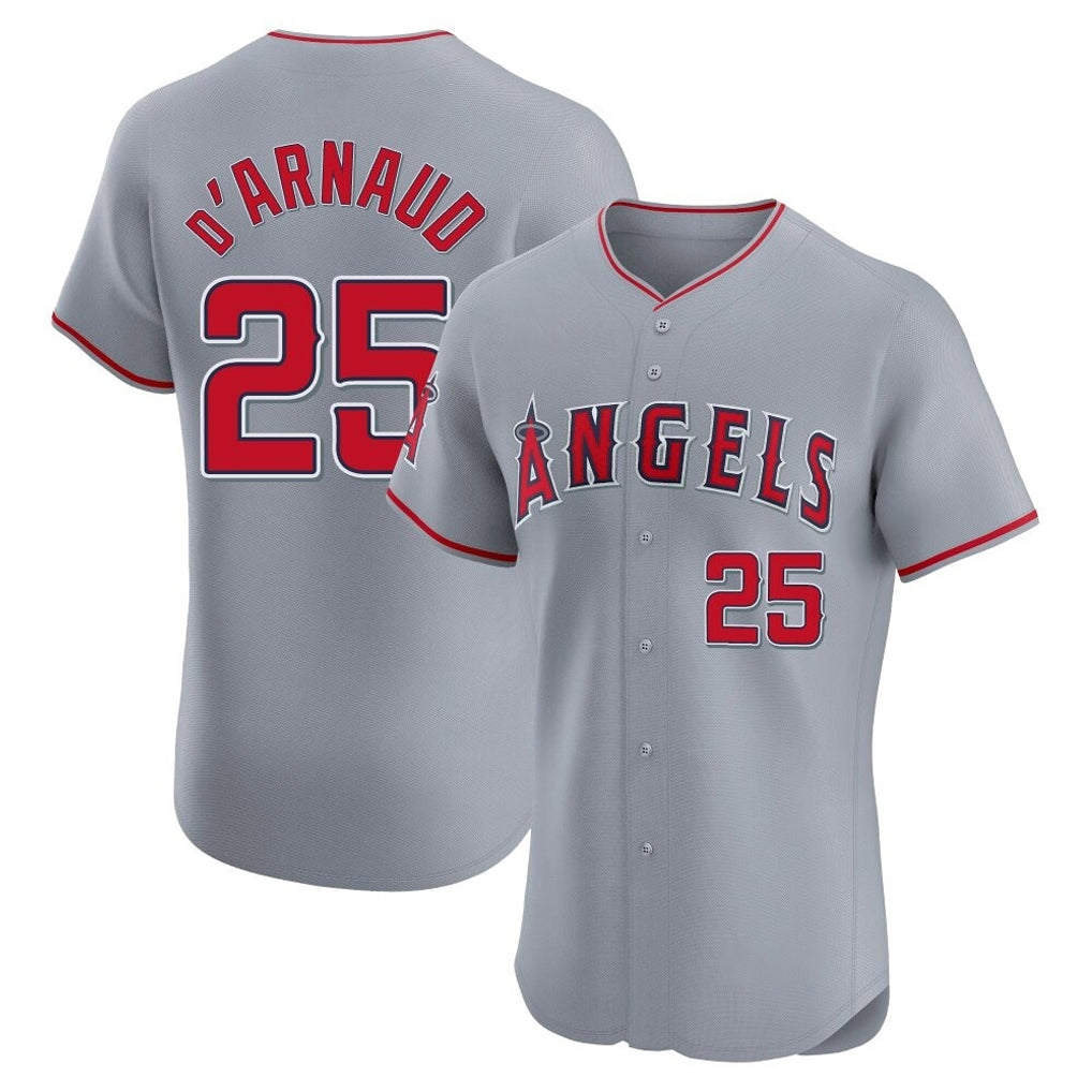 Punc LA.Angels #25 Travis d'Arnaud Player Gray Home Limited Elite Stitched Jerseys