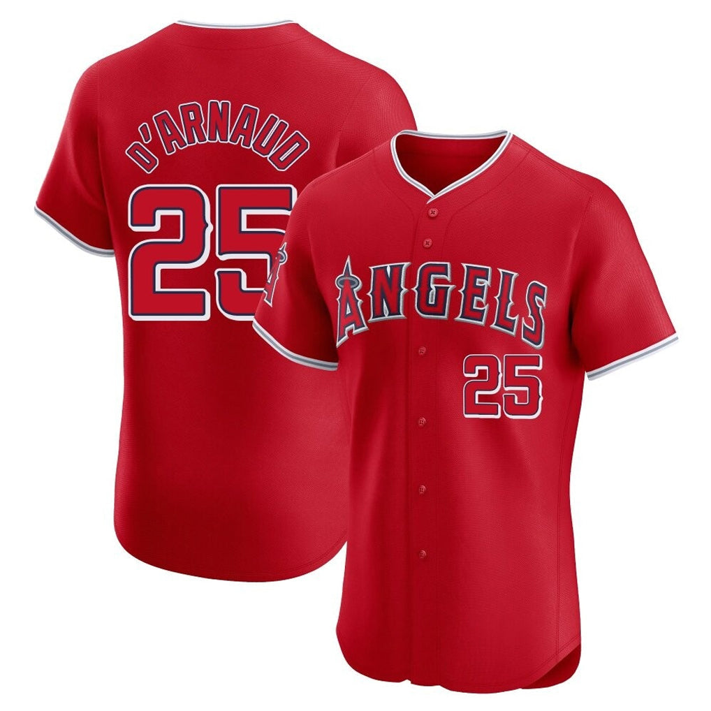 Punc LA.Angels #25 Travis d'Arnaud Player Red Home Limited Elite Stitched Jerseys