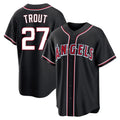 Punc LA.Angels #27 Mike Trout Player Black Fashion Out Home Game Stitched Jerseys