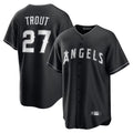 Punc LA.Angels #27 Mike Trout Player Black Lights Out Fashion T-shirt Stitched Jerseys