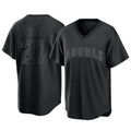 Punc LA.Angels #27 Mike Trout Player Black Pitch Fashion T-shirt Stitched Jerseys
