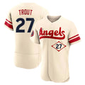 Punc LA.Angels #27 Mike Trout Player Cream City Connect Limited ELite Home Stitched Jerseys
