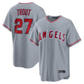 Punc LA.Angels #27 Mike Trout Player Gray Home Game Stitched Jerseys