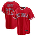 Punc LA.Angels #27 Mike Trout Player Red Home Game Stitched Jerseys