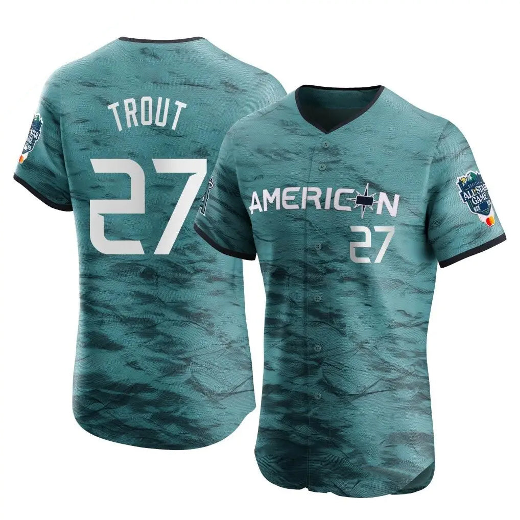 Punc LA.Angels #27 Mike Trout Player Teal Elite American League Game Vapor Premier All-Star Stitched Jerseys