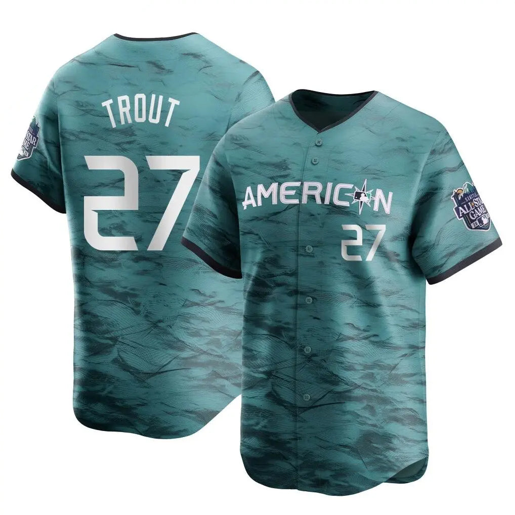 Punc LA.Angels #27 Mike Trout Player Teal Limited American League Game Vapor Premier All-Star Stitched Jerseys