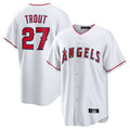 Punc LA.Angels #27 Mike Trout Player White Home Game Stitched Jerseys